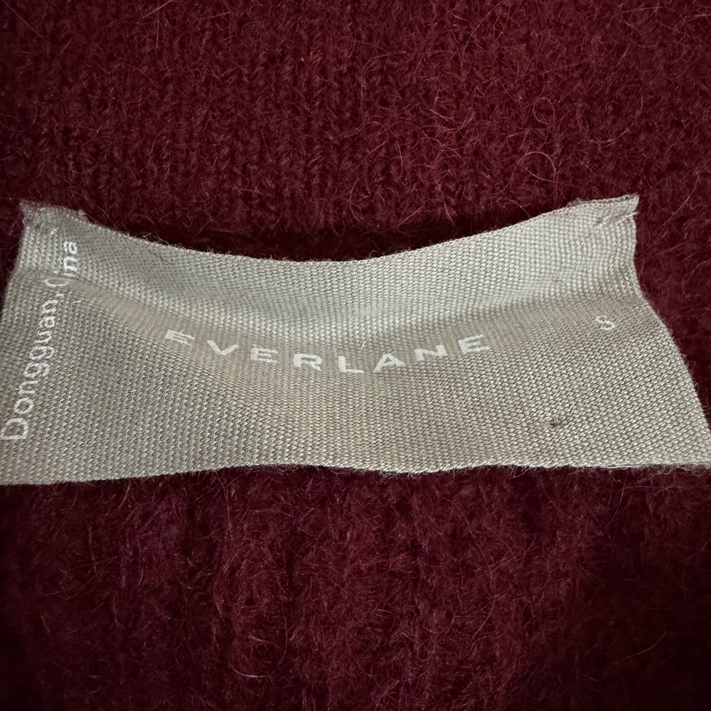 Everlane The Alpaca Crew Sweater Burgundy Ribbed Knit Wool Blend Small - Picture 3 of 9